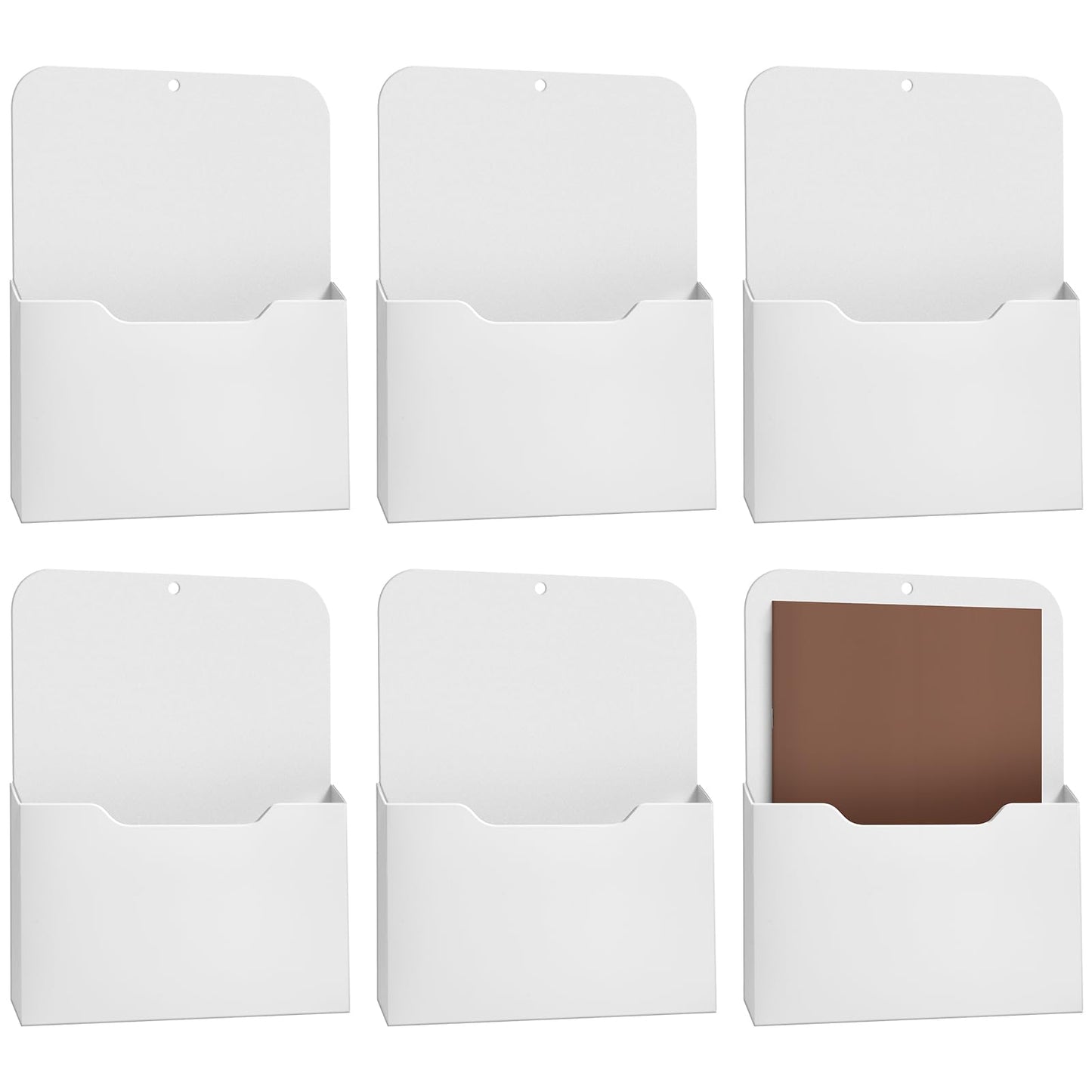 Epakh 6 Pack Magnetic File Holder Magnetic Paper Holder Organizer Wall Mounted Mail Magazine Storage Pockets for Refrigerator, Whiteboard, Office, Classroom, Mail Letters Paper(White)