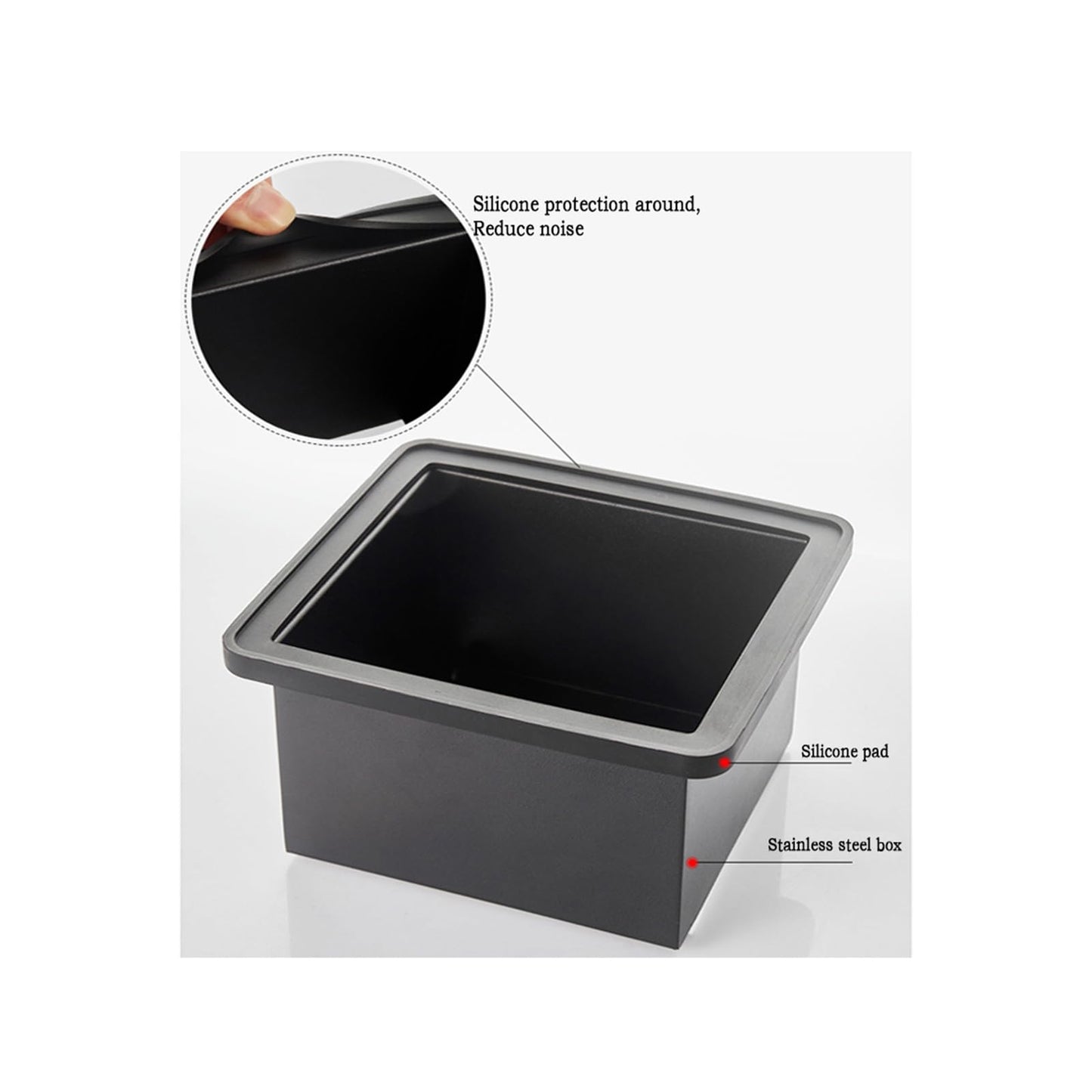 Espresso Coffee Knock Box, Large Coffee Coffee Grounds Knock Box Container Coffee Machine Accessories, Stainless Steel Coffee Bin Grind Knock Out Box with Removable Knock Bar and Non Slip Base