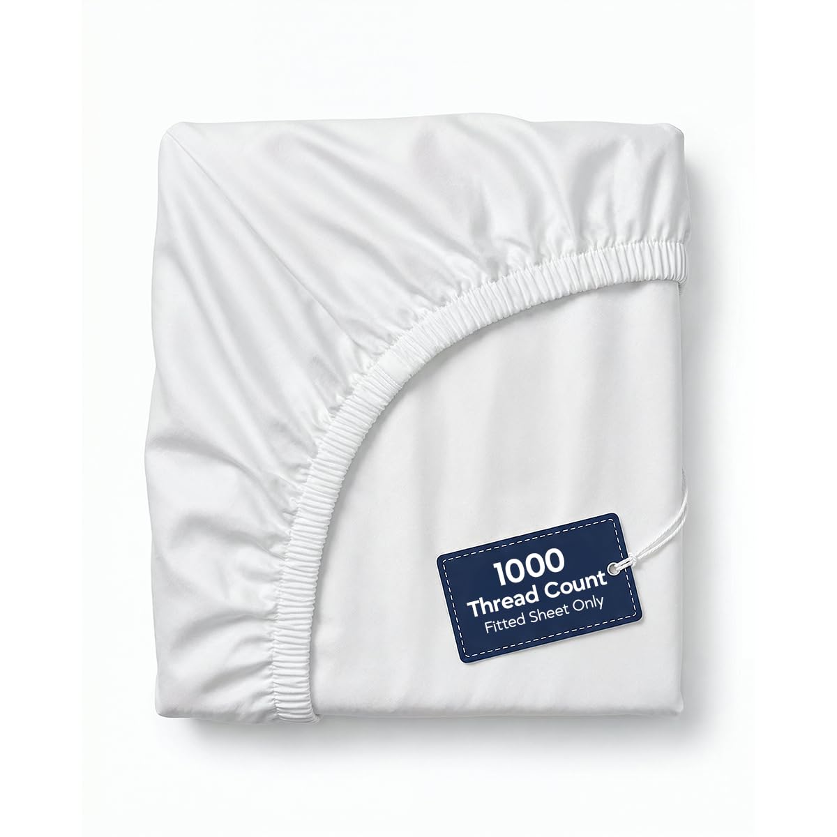 100% Egyptian Cotton Fitted Sheet Only - 1000 Thread Count Cotton Fitted Sheet, Soft, Durable, Cooling 16" Deep Pocket Sateen Weave Bottom, Luxury Hotel Quality (White, Queen)