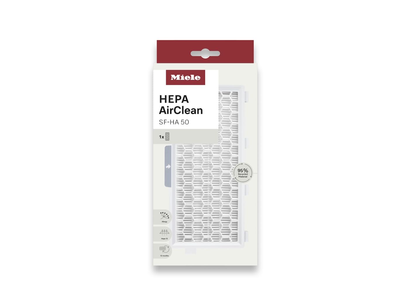 Miele Genuine HEPA AirClean Filter SF-HA 50 for Miele Guard M1, L1, Complete C2, C3 & Compact C1, C2 Vacuum Cleaners, Great for Allergy Sufferers