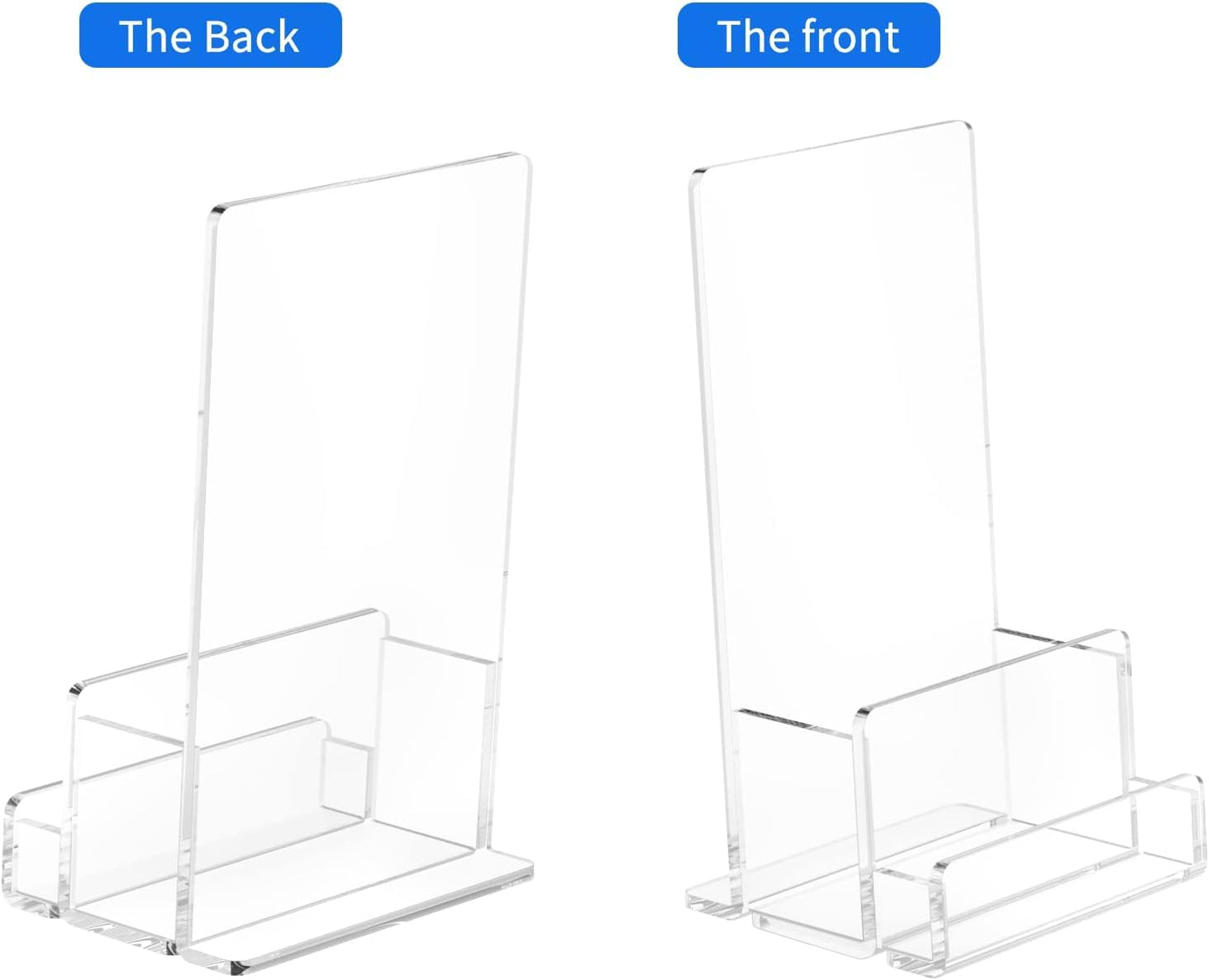 NIUBEE 6-Pack Acrylic Brochure Holder 4‘’ , Clear Brochure Display Stand with Acrylic Business Card Holder, Plastic Flyer Display Stand for Magazine, Pamphlet, Booklets, Menu, Journals, Business Card