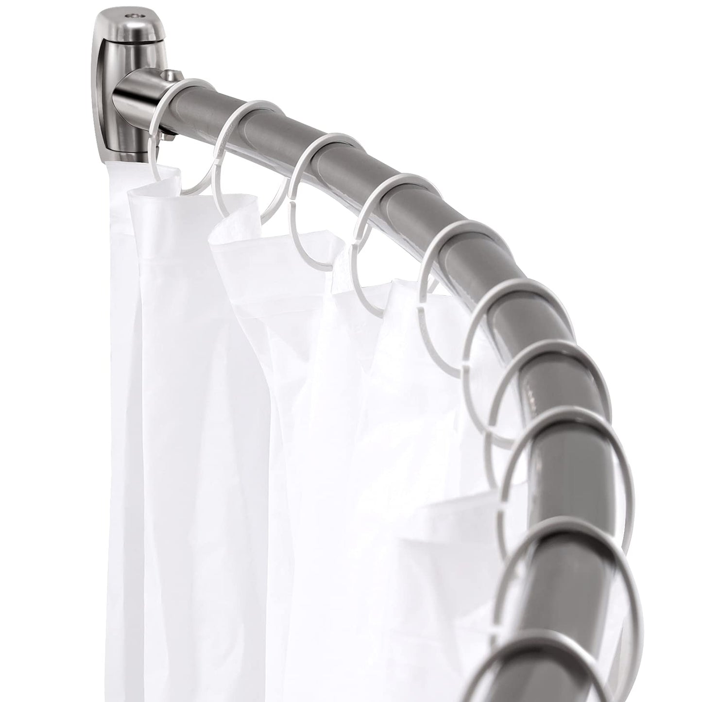 Chrsouly Adjustable Curved Shower Rod, 42-72 inches Extra Wide Shower Curtain Rod, Rust proof, Premium Stainless Steel, Curved Shower Curtain Rod for Bathroom, Need to Drill, Silver