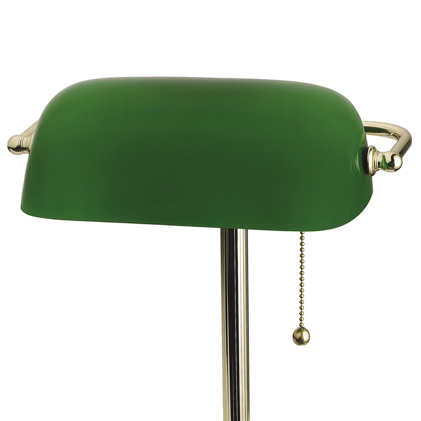 Catalina Lighting 17466-017 13.5'' Traditional Banker's Lamp Light Fixture with Green Glass Cylinder Shade for Office, Library, Living Room, or Dorm, Polished Brass