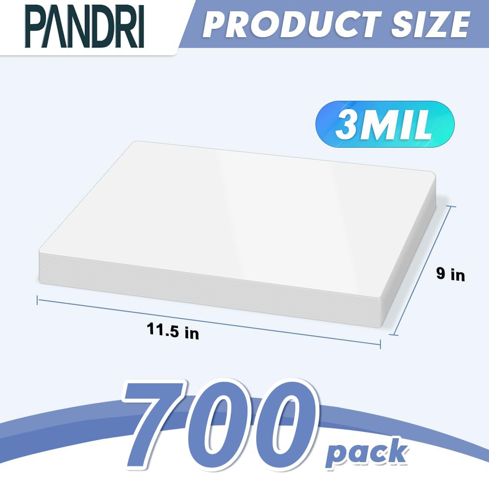 Laminating Sheets, PANDRI 700 Pack Thermal Laminator Pouches Holds 8.5 x 11 Inch, 3 Mil Clear Laminator Paper 9 x 11.5 Inch, Letter Size