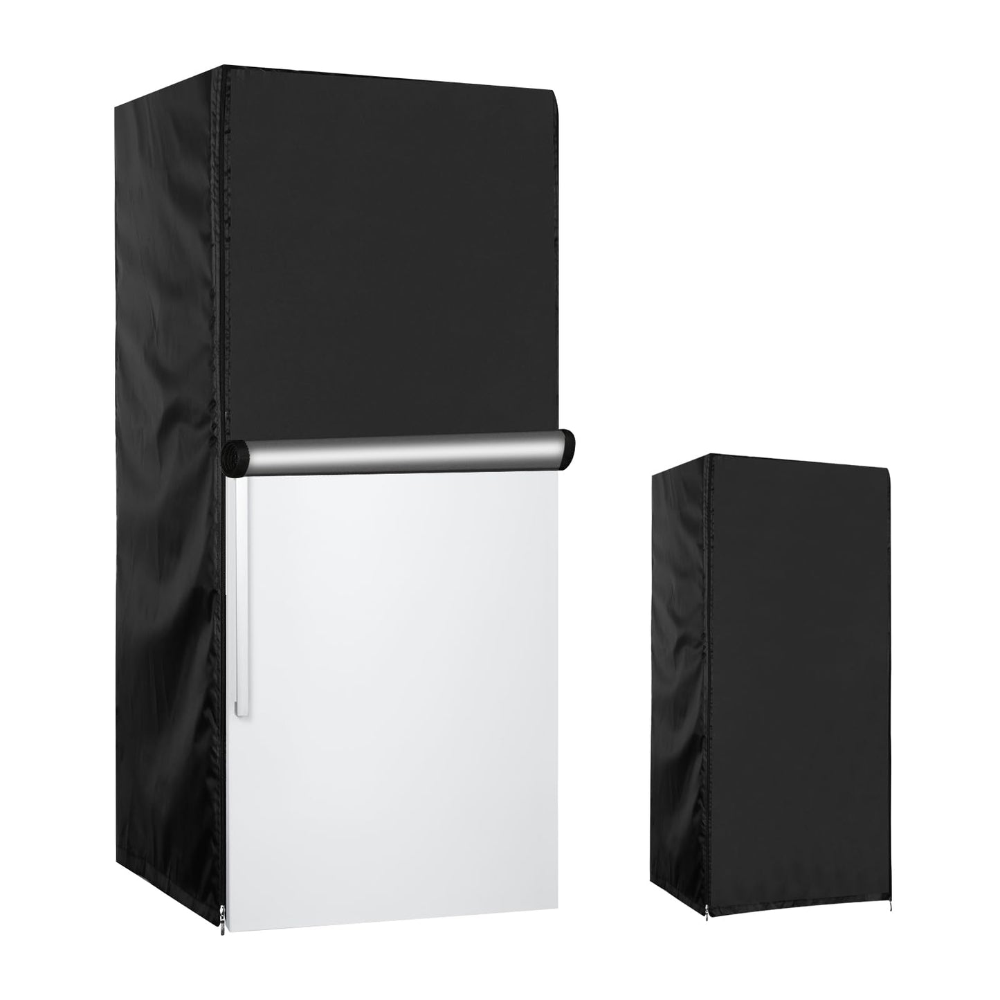 YZNKLXF Refrigerator Cover 33''W x 33''D x 67''H,Suitable for Upright Freezers/Beverage Refrigerator/Large Cold Rooms,Reusable, Front can be opened, Black