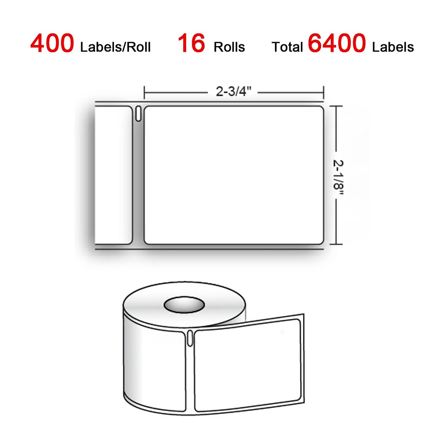 6400 Pcs 2-1/8" x 2-3/4" Labels Replacement Work with Dymo 30258 Shipping Labels (NOT FIT Dymo 550 & 5XL), Misofuki 16 Rolls Waterproof Direct Thermal Labels Used with Labelwriter 450, 450 Turbo, 4XL