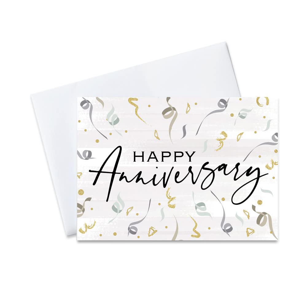 Work Anniversary Cards with Envelopes for Employees (Confetti) Bulk 25 Pack Appreciation Greeting Card Set for Business - 5x7 Inch – Office, Work, Coworkers & Team (A2002)