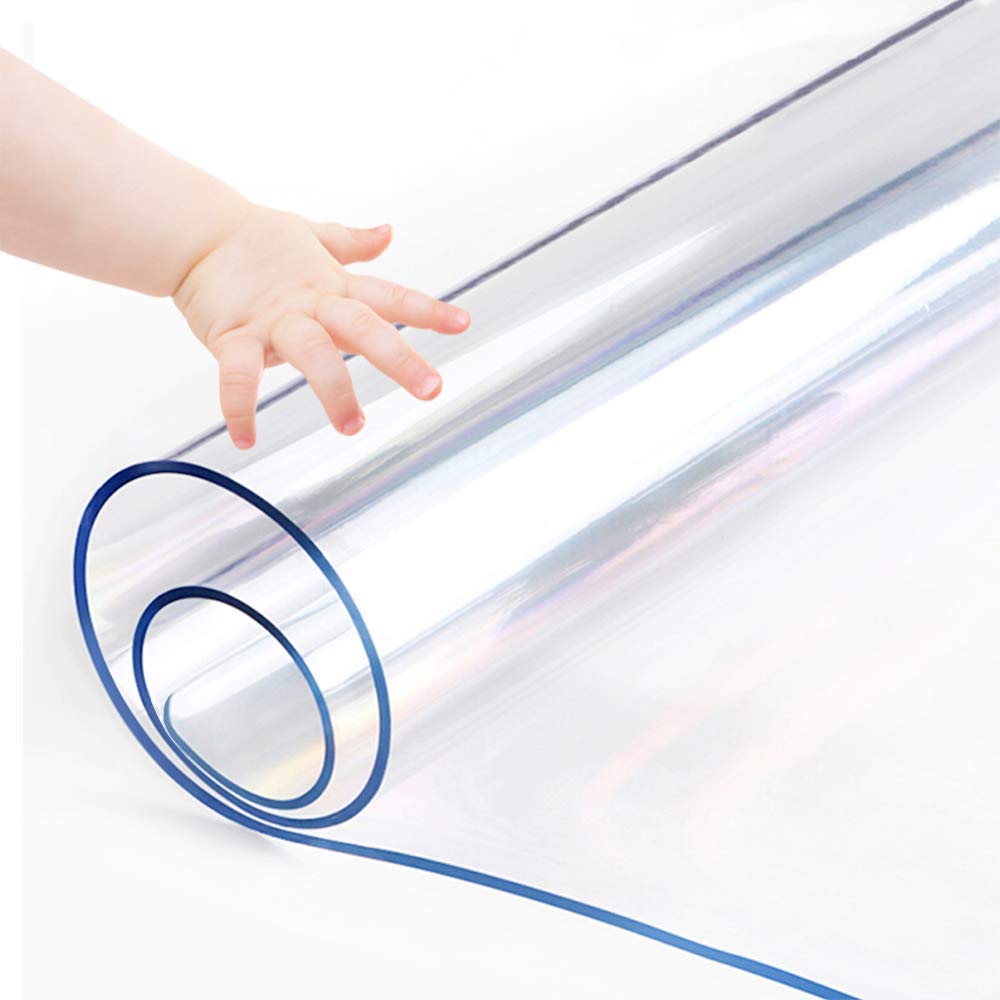 Large Clear Round Dining Table Protector Wood Furniture Tabletop Protective Cover Clear Plastic Tablecloth Round Soft Glass Topper Chair Cursions Mat Pads Eco Polyester PVC Vinyl 39 Inch Diameter