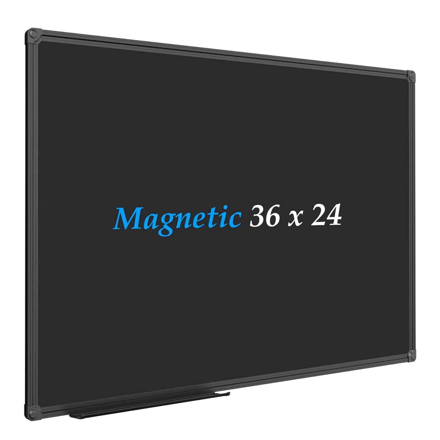 JILoffice Magnetic Chalkboard/Black Board 36 x 24 Inch, Black Aluminum Frame Board with Marker Tray for Office Home and School, Best Choice for Note and Art