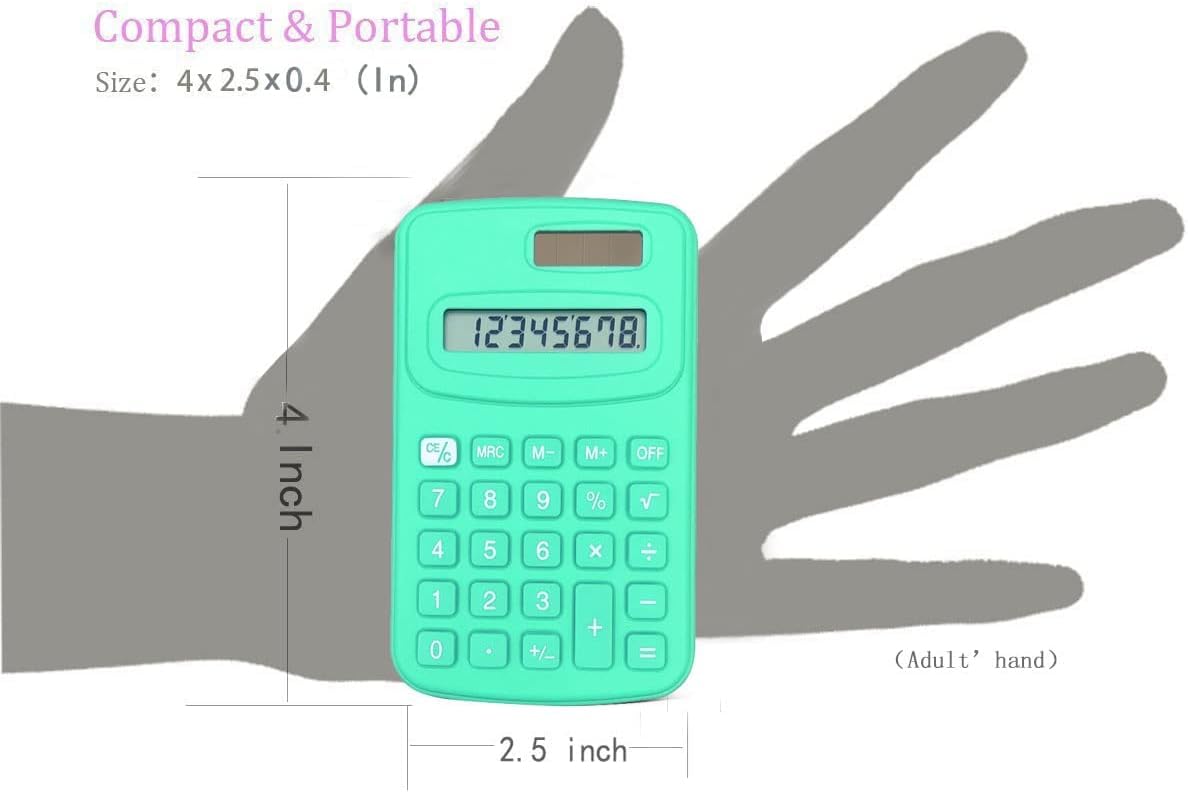 Basic Calculator Dual Power 8 Digit Silicone Button Desktop Calculator (A, Set of 24)