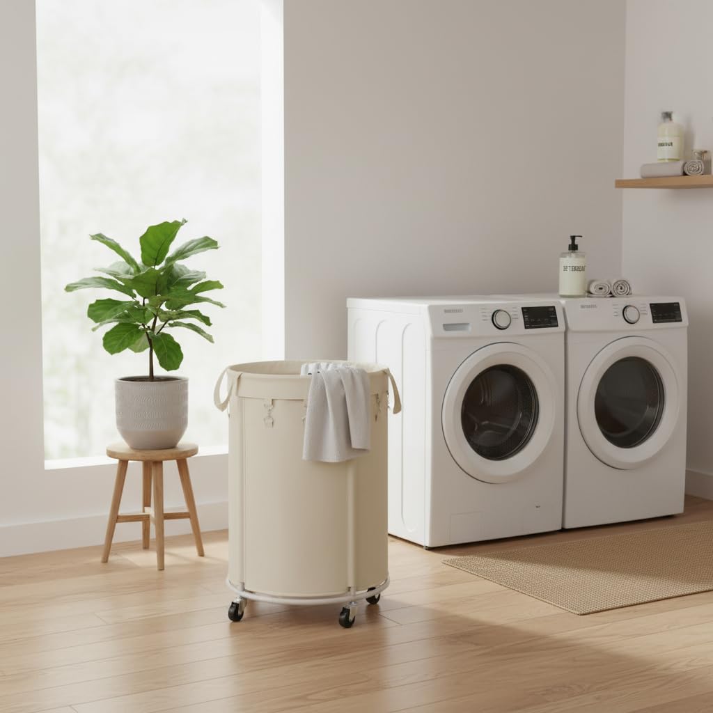 Nyamofly 150L Large Capacity Rolling Laundry Basket Hamper with Wheels, Clothes hamper and Removable Bag for Home, Laundry Room, Bedroom, Bathroom, Apartment, Dorm