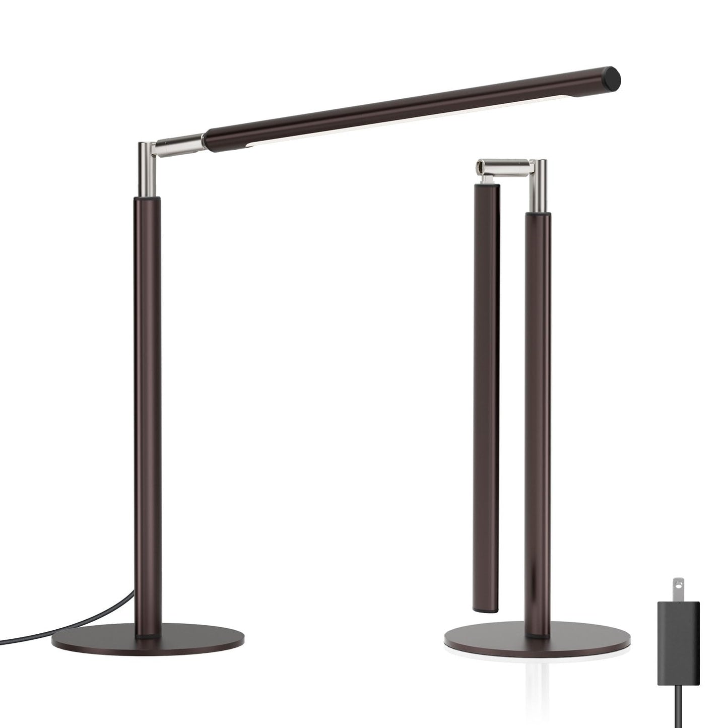 ALFELE Brown LED Desk Lamp - 16" Foldable Metal Desk Light with Base, 15W, 1200LM, Dimmable Color Changing Table Lamp for Reading Study, Modern Table Lamp for Home Office Laptop College Dorm