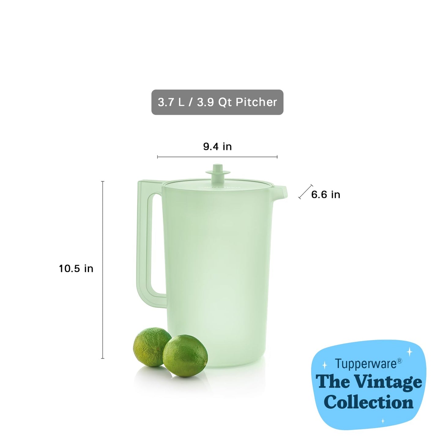 Tupperware Heritage 1 Gallon Pitcher in Mint, Dishwasher Safe and BPA Free