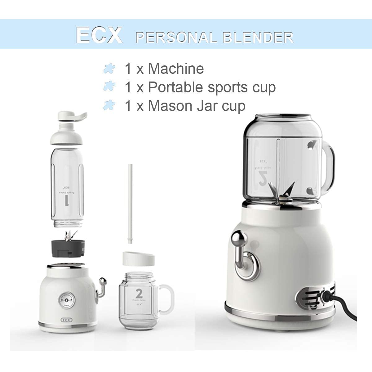 Smoothie Blender, Homeleader Portable Personal Blender with 6 Sharp Blades for Shakes and Smoothies, 21oz Travel Cup and Lids, Pink