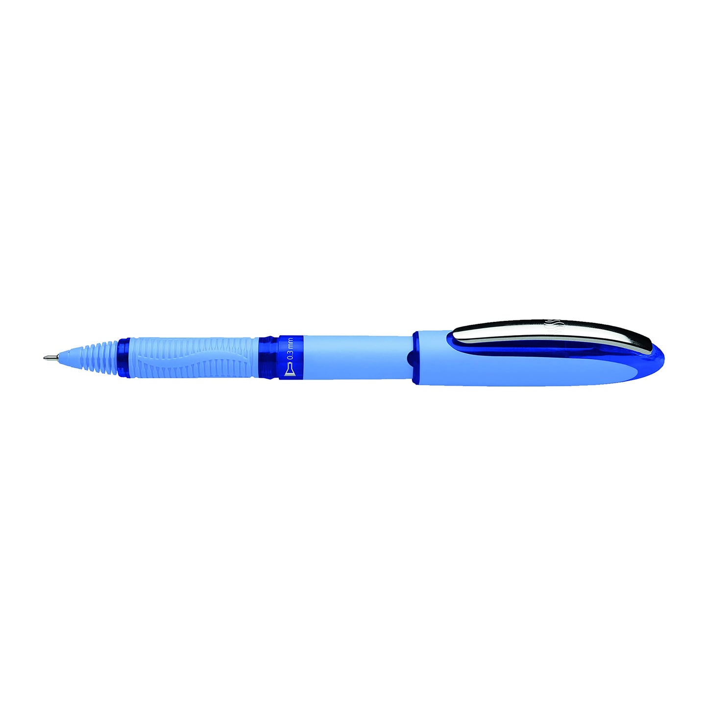 Schneider One Hybrid N Rollerball Pen, 0.3 mm Hybrid Needle Tip, Light Blue Barrel, Blue Ink, Box of 10 Pens (183403)