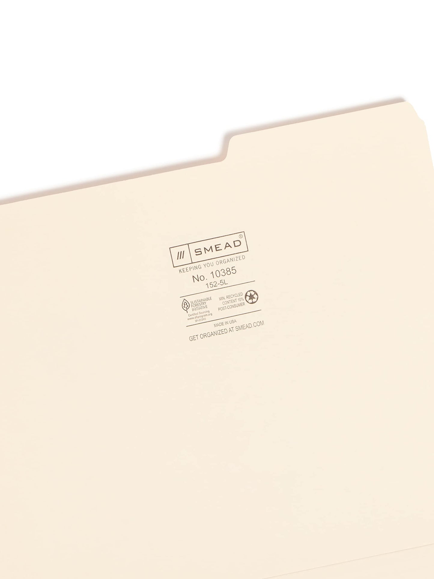 Smead File Folder, 2/5-Cut Tab, Right Position, Letter Size, Manila, 100 per Box (10385)