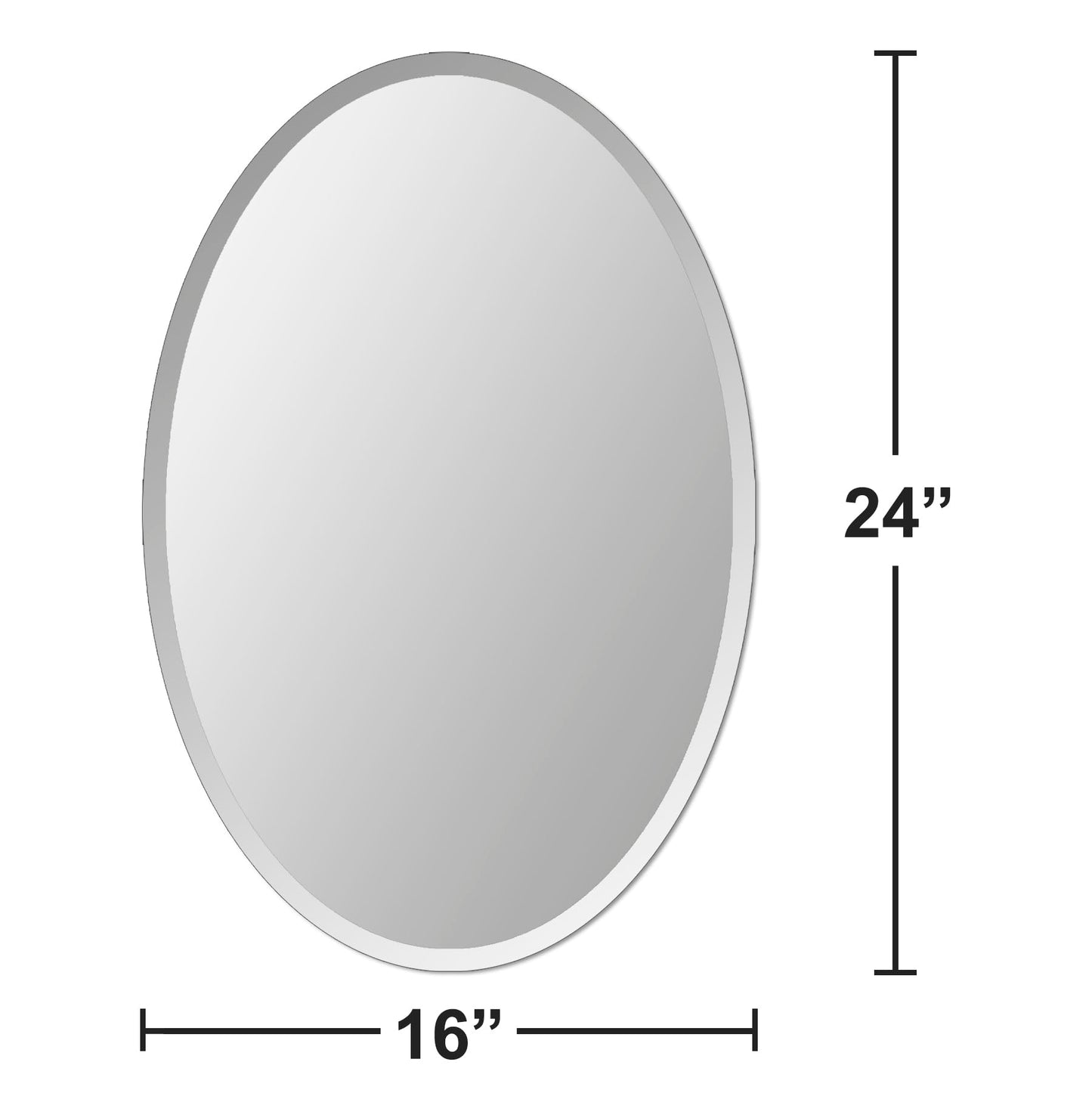 Oval Mirror Frameless Bathroom Mirror for Over Sink, Beveled Polished Wall Mirror for Bathroom, Bedroom, Vanity and Entryway 16" x 24"