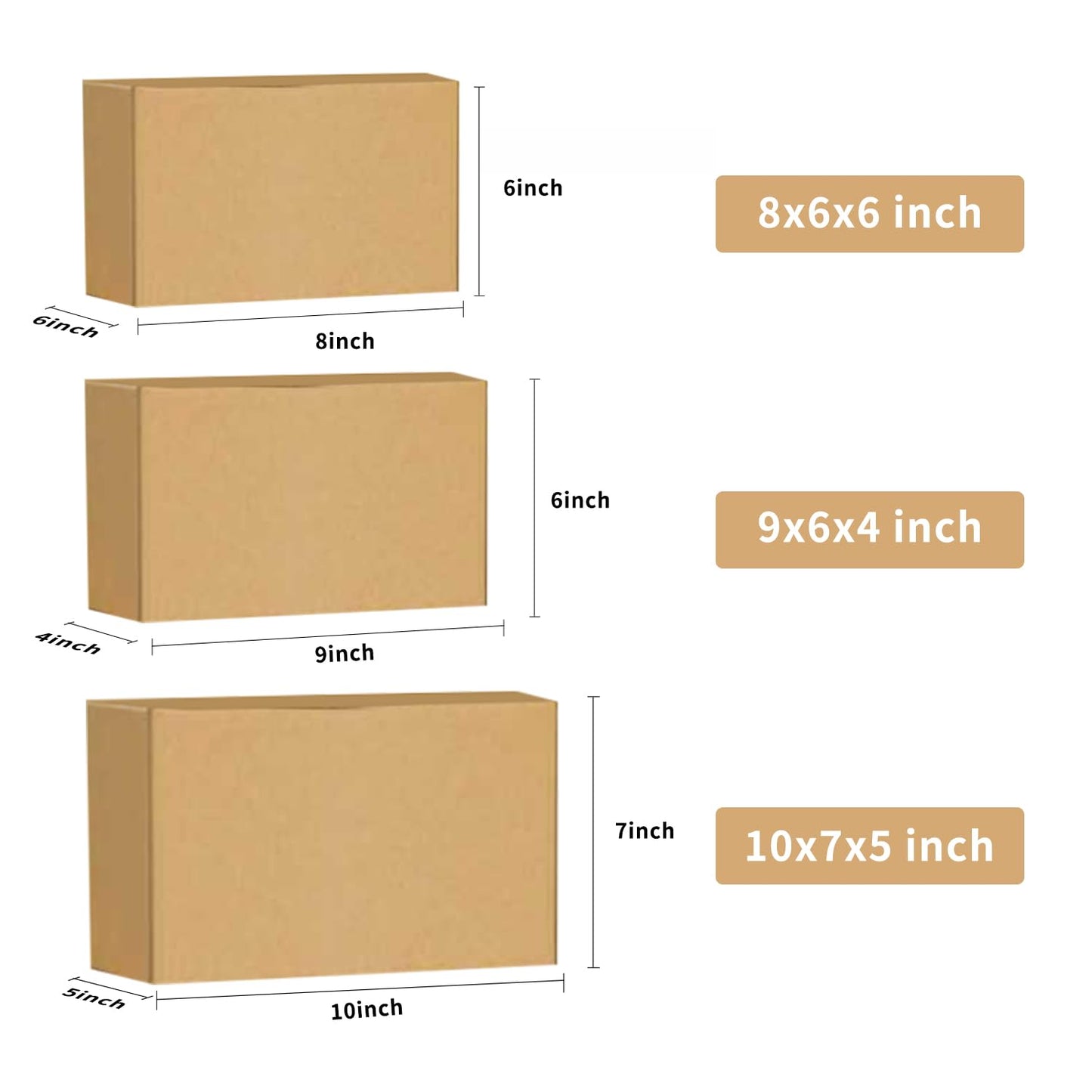 36Pcs Shipping Boxes,8x6x6 & 9x6x4 & 10x7x5 Mix and match Small Shipping Boxes,3 Sizes 12PCS Each shoe boxes cardboard.