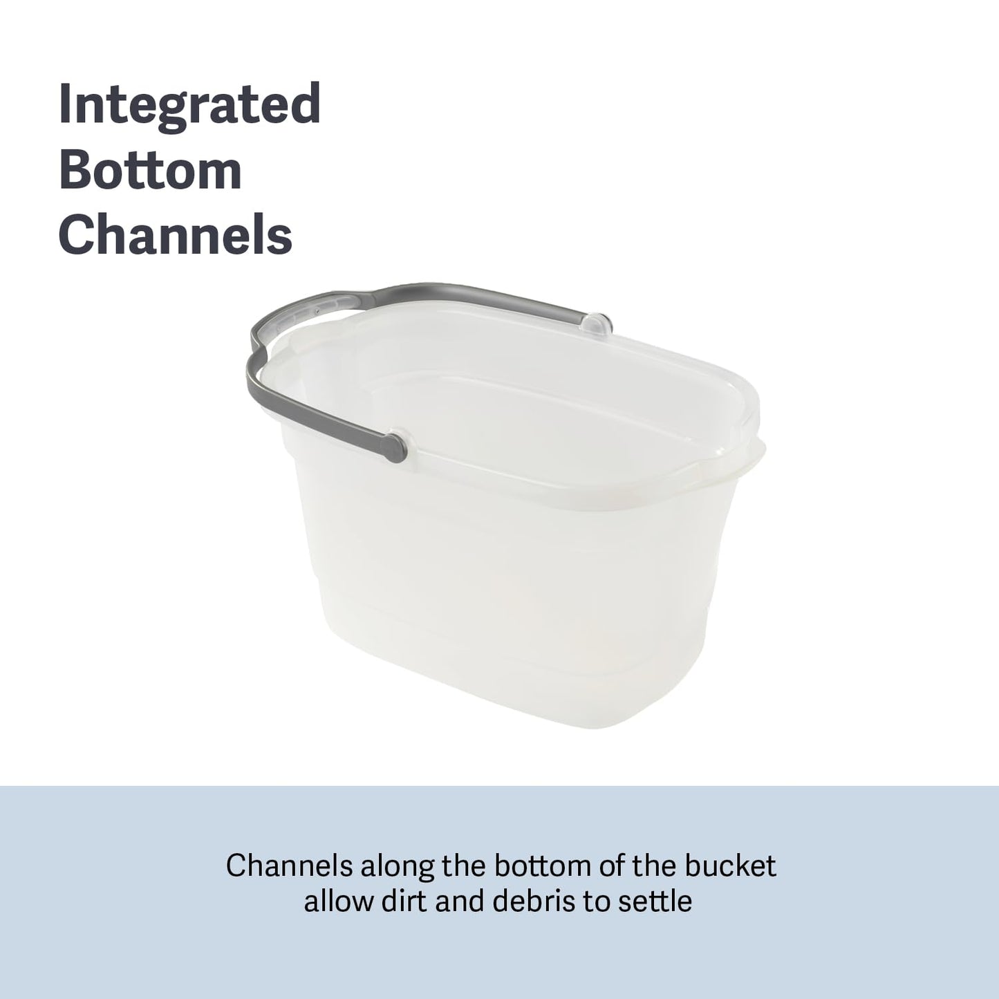 Casabella Cleaning Bucket Rectangular for Mopping or Storage with Handle and Built-In Pour Spouts, 4-Gallon, Clear