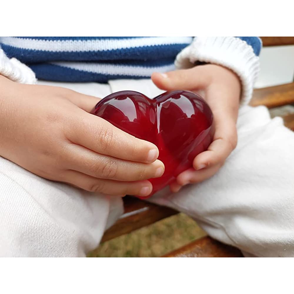 Ca D Oro Mother’s Day Small Red Glass Heart Paperweight – Hand Blown Murano-Style Glass Heart Ornament, Handmade Art Gift for Mom, Home Decor, Expressing Love for Mothers