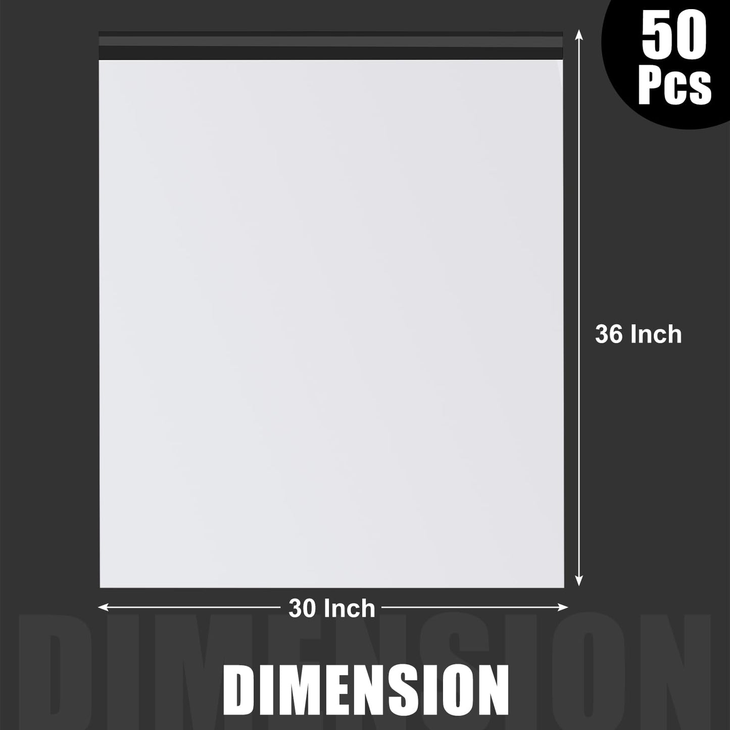 Cholemy 50 Pcs Large Poly Mailers 30 x 36 Inch Envelopes Shipping Bags Tear Proof Polyethylene Mailers Self Adhesive Waterproof Privacy Shielded and Tear Proof Postage Postal Envelopes (White)