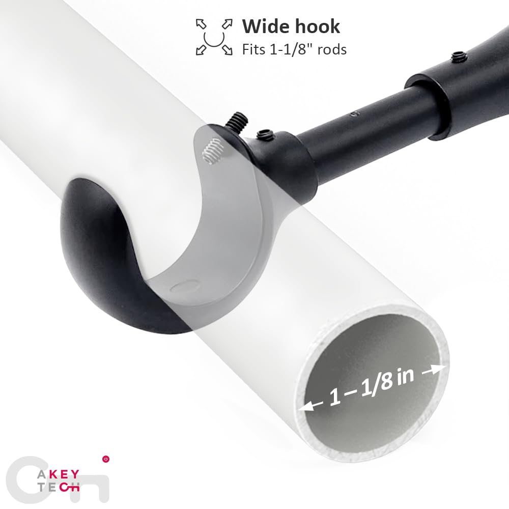 Heavy Duty Curtain Rod Brackets for Wall, 6 inch Curtain Rod Brackets, Extra Long Holder for Heavy Curtains, for 3/4 to 1 inch Rods, 4 pcs Extended Wall Mount Holders, Set of Four, Black
