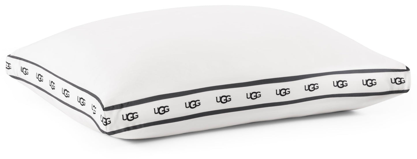 UGG Standard/Queen Bed Pillow – Gusseted Down Alternative Pillow, Medium Firm Sleeping Pillows, Premium Luxury Home Decor Hypoallergenic Pillow for Queen Bed, White (Devon)