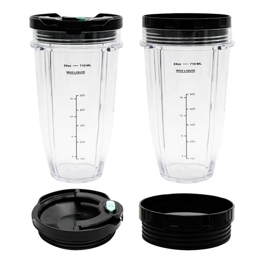 2 Packs 24oz Replacement Parts Cup with Lid, Compatible with Nutri Ninja BN750, BN750C, BN751, BN751C, BN800, BN800C, BN801, BN801C, DB751A