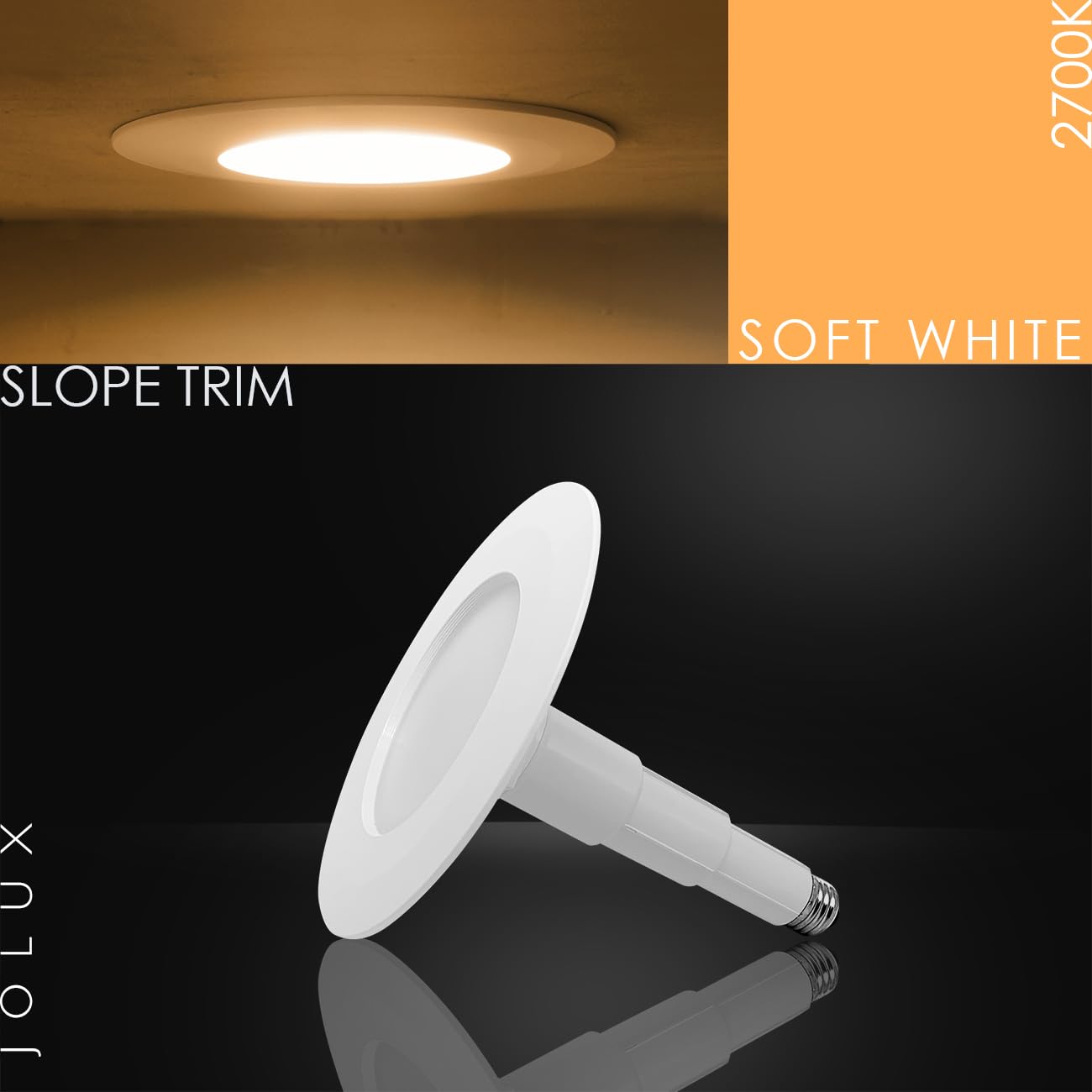 Jolux 4-Pack 5/6" LED Can Lights Retrofit Recessed Lighting,12W=60W,2700K SoftWhite,800 Lumens,Dimmable Adjustable Retrofit Downlight,ETL,Damp Rated,Simple Installation Can Lights,Bevel Trim