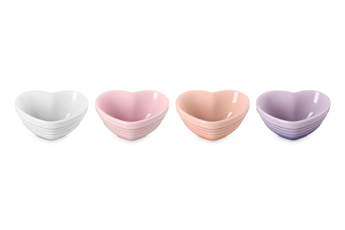 Le Creuset Stoneware Set Of 4 Mini Heart Pinch Bowl, Multi Color