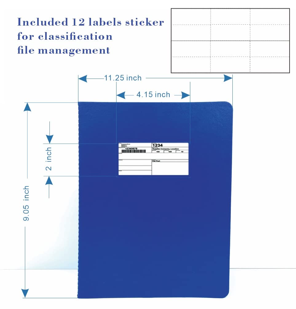 ESKEAR Fiberboard Binder, 8.5 Inch Centers, 3 Inch Capacity, Letter Size, for Pressboard Report Cover,12 per Box (Blue)