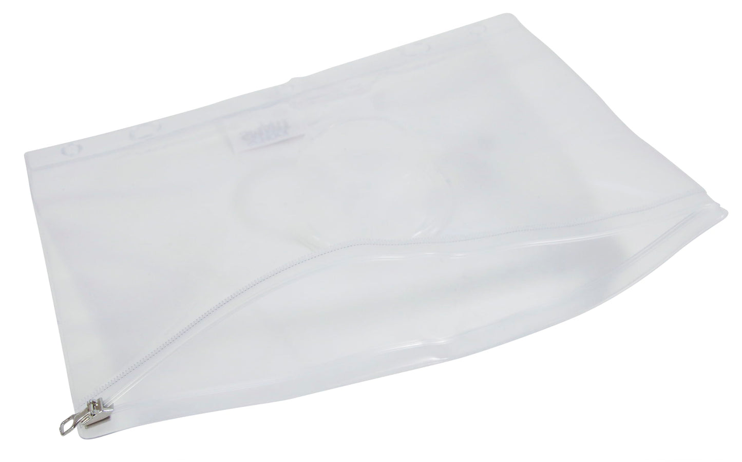 School Smart Zippered Ring Binder Pouches, 7 x 10 Inches, Clear and White Vinyl, Pack of 24
