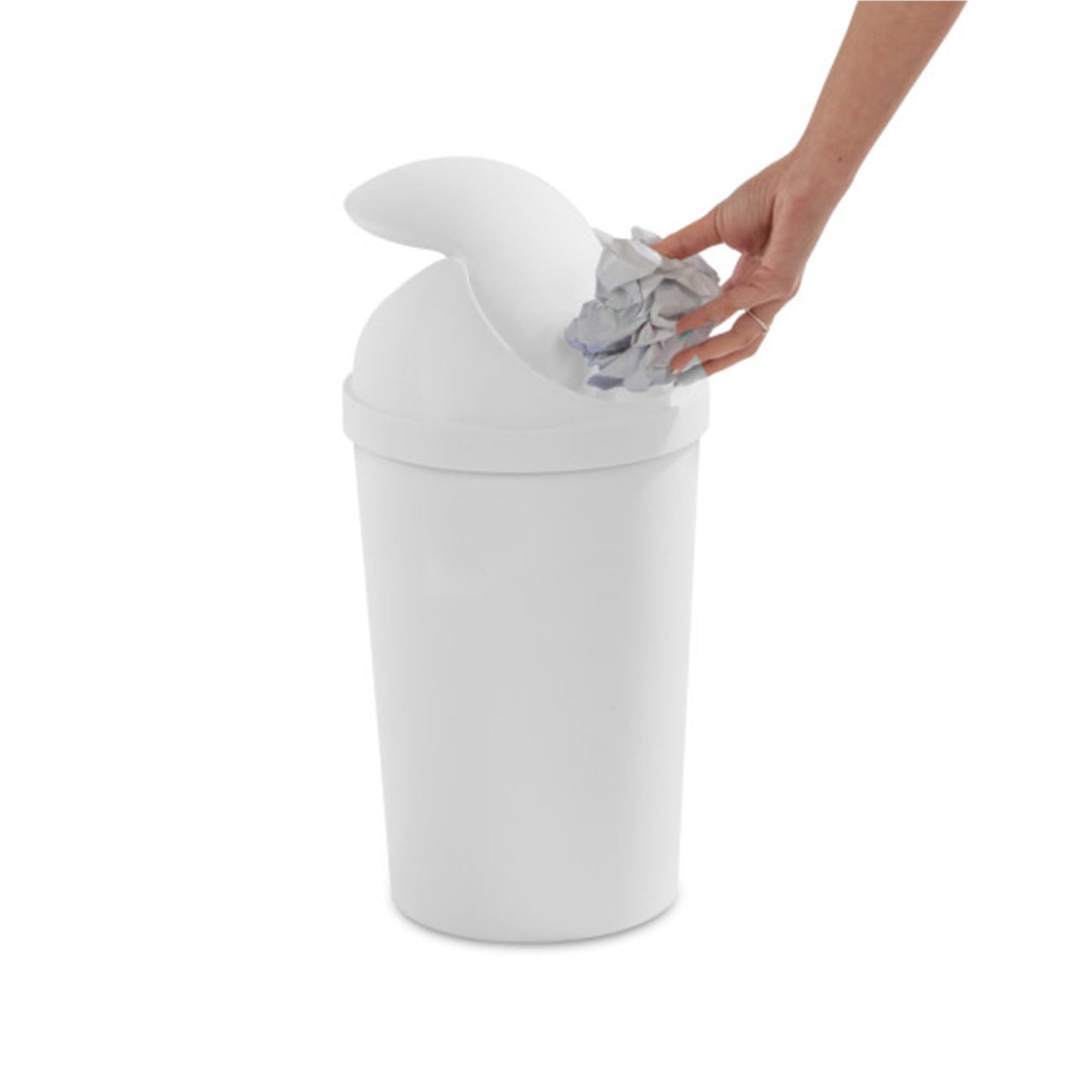 Sterilite 3 Gallon Round SwingTop Wastebasket with Lid, Small Plastic Trash Can for the Bathroom, Bedroom, Dorm or Home Office, White, 6-Pack