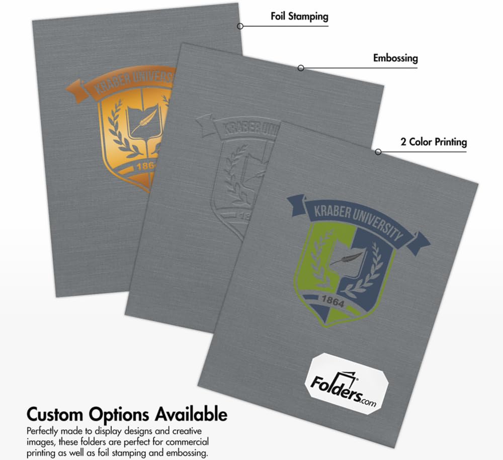 LUXPaper 9" x 12" Presentation Folders | Two Pocket | Front Cover Card Slits (Lower Right) | Sterling Gray Linen | 100lb. Cover | 25 Qty