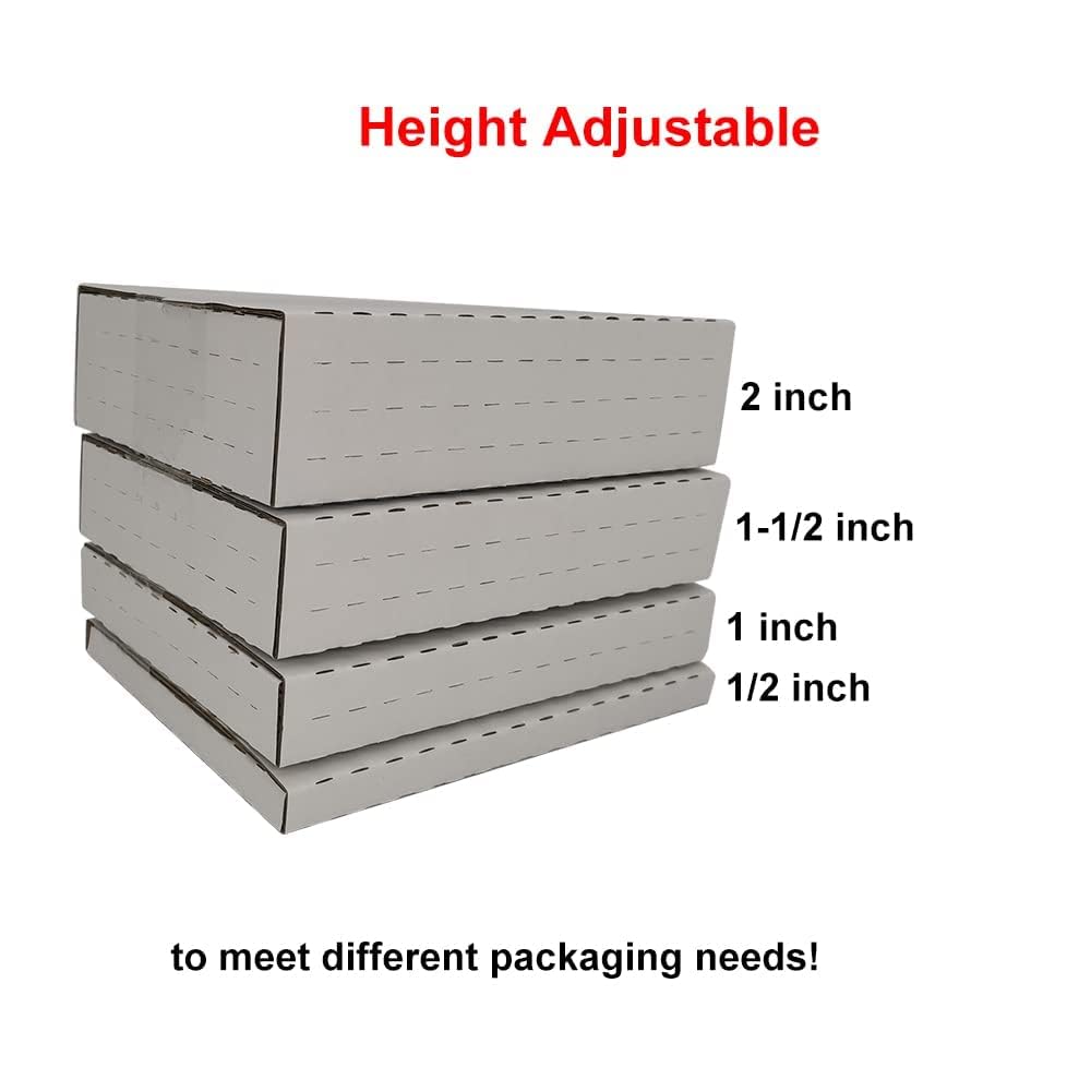 CH-BOX 50 Pack 11 1/8" x 8 5/8" x 2" Cardboard Easy-Fold Shipping Box Mailers, Letter-Size Height Adjustable for Comics Books Photos, White (EM1182)