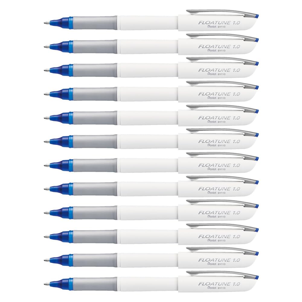 Pentel Floatune Rollerball, 1.0mm Bold Point, Blue Ink, Box of 12 (BY110-C)