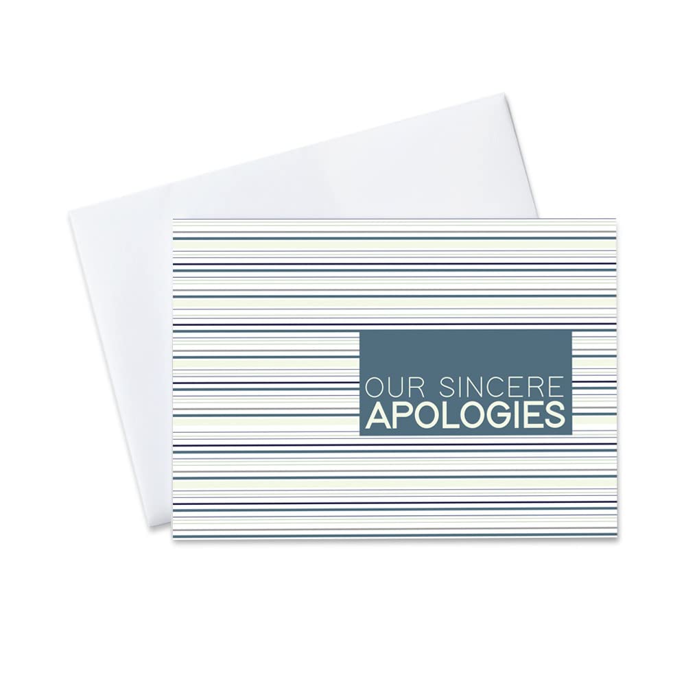 CEO Cards - Business Apology Greeting Cards (Our Sincere Apologies), 5x7 Inches, 25 Cards & 26 White Envelopes (AP1801)