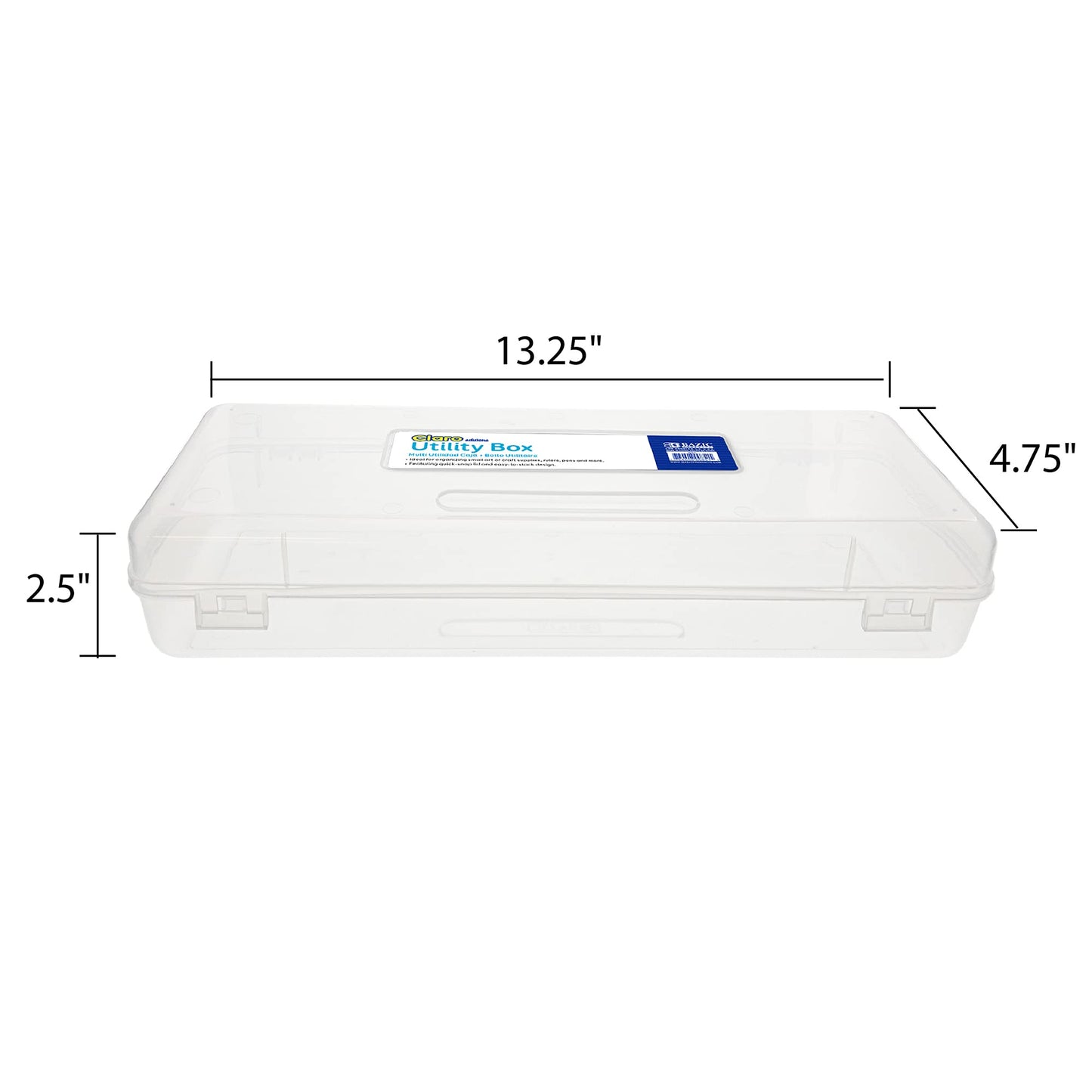 BAZIC PRODUCTS Clear Utility Box, Ruler Length, 1 Count, Cs/12