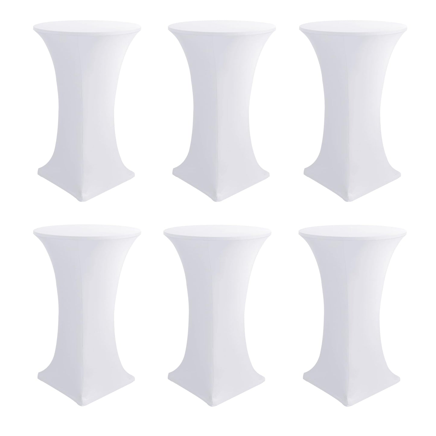 Enjoyidea Cocktail Table Covers-Spandex Round High Top Table Cloths 6 Pack 32x43 Inch-White Stretch Fitted Bar Tall Tablecloth for Pub Bistro Highboy Party Event Banquet Height Folding Satnding Tables