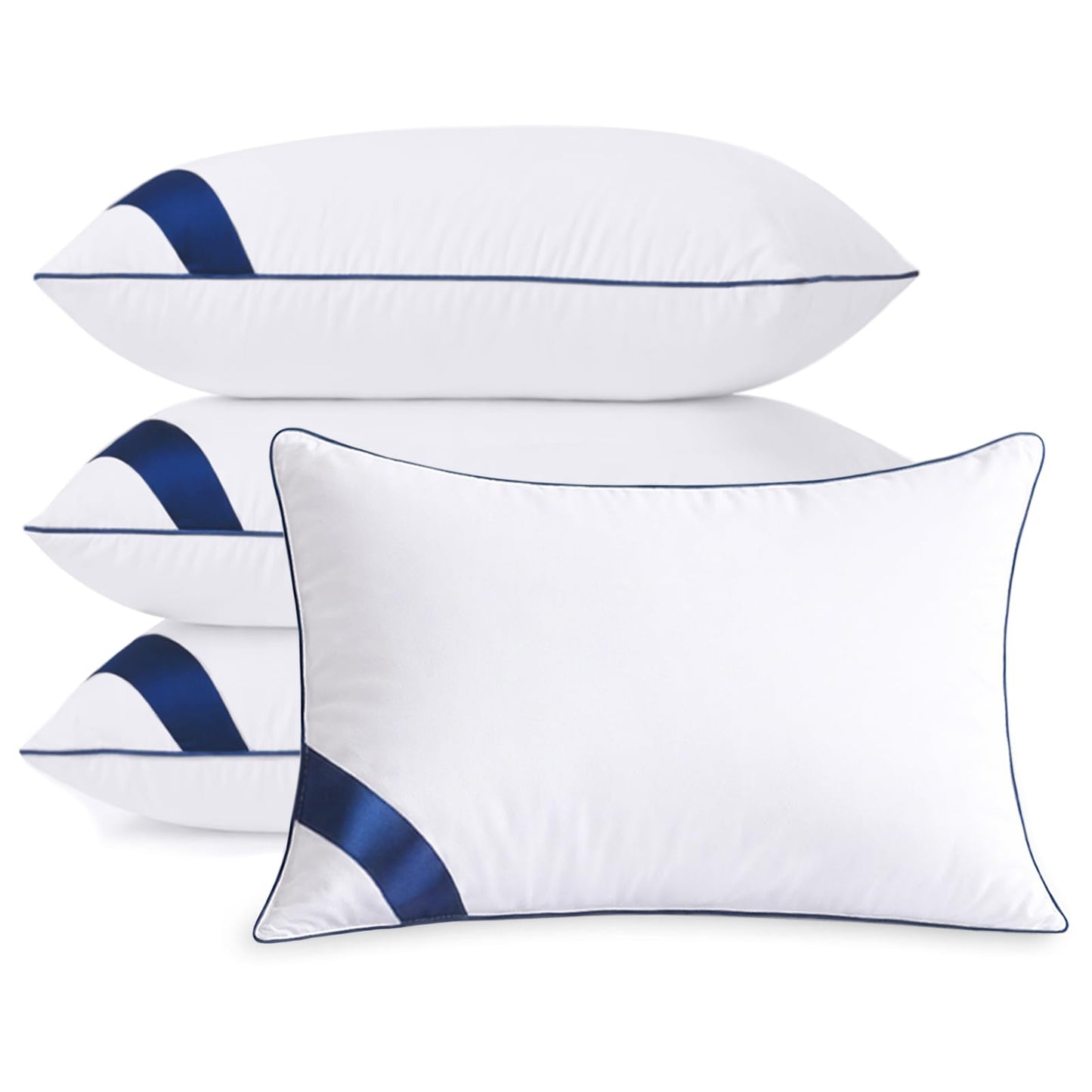 Meoflaw Pillows Standard Size Set of 4,Soft Microfiber Standard Pillows with Hollow Fiber,Hotel Quailty Bed Pillows for Sleeping 4 Pack for Back,Stomach Sleeper
