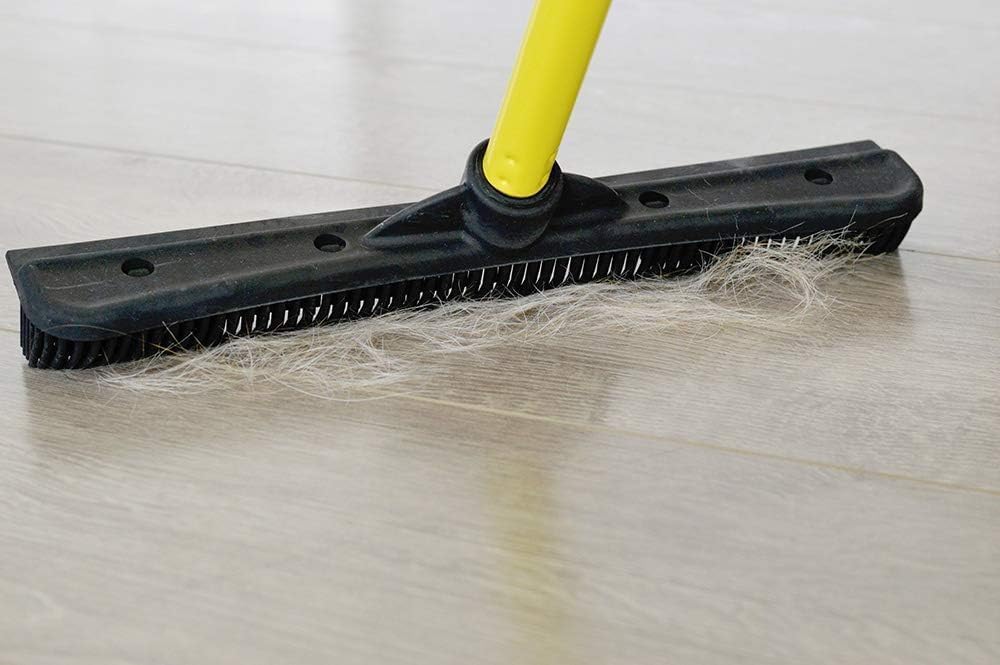FURemover Pet Hair Removal Rubber Broom, 58" Telescopic Handle with Cloth