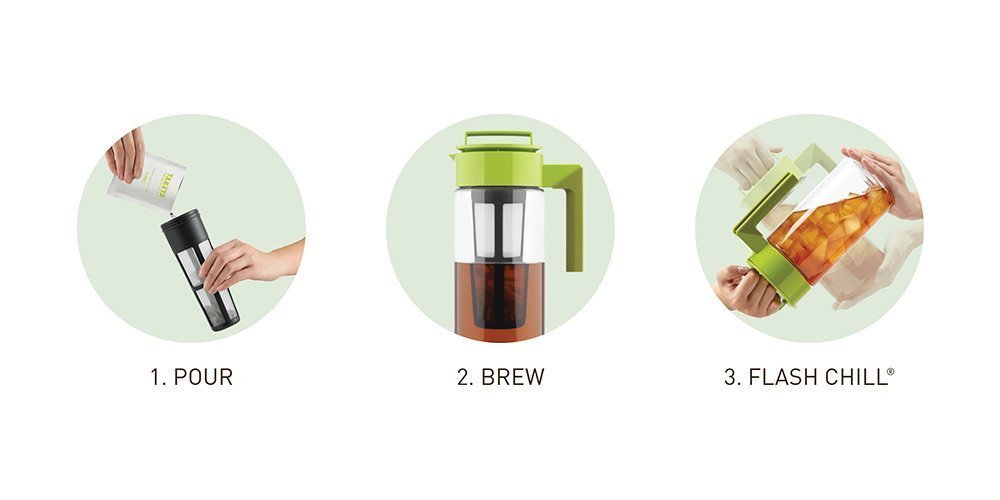 Takeya Flash Chill Iced Tea Maker - Versatile Tea Brewer for Loose/Bagged Tea - Patented Flash Chill Tech Hot/Cold Use BPA-Free Tritan Dishwasher Safe - Airtight Lid Made in USA - 2 Quart/Blueberry
