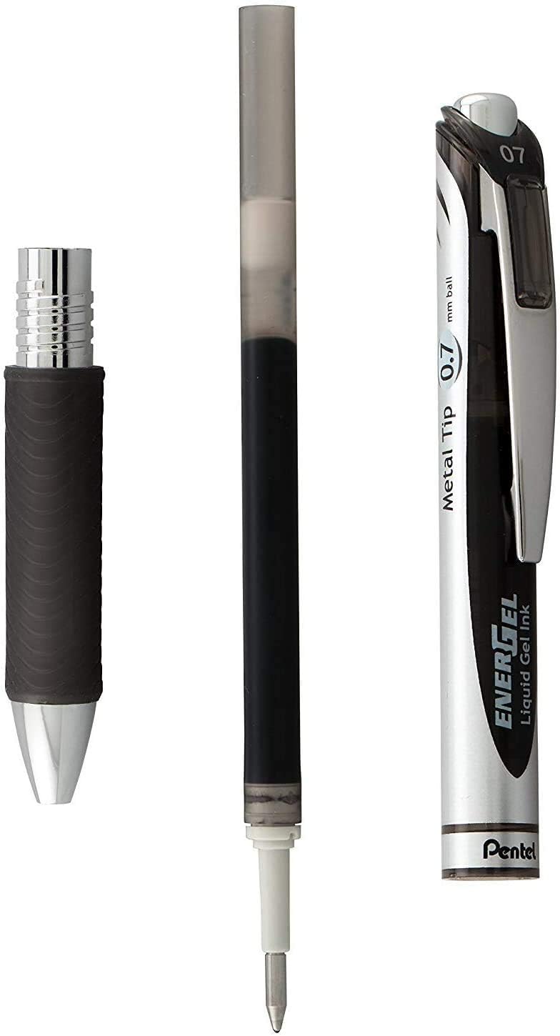 Pentel Energel Liquid Gel Ink Pens 0.7 mm Medium Point, RTX Retractable Metal Tip, Pack of 24