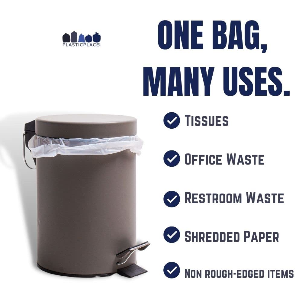 Plasticplace 4 Gallon Trash Bags, 6 Microns, Clear Garbage Can High Density Liners, 17" x 18" (2000 Count)