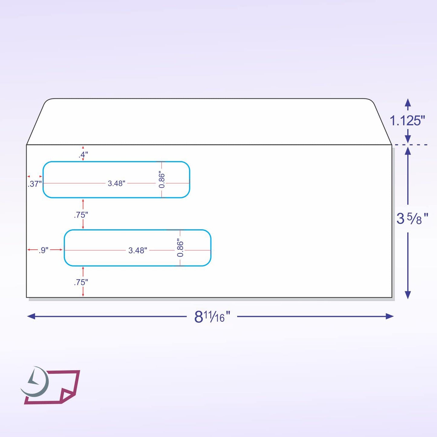 NextDayLabels #8 Double Window Check Envelopes - 500 Pack Ready-Seal Business Envelopes with Security Tint - Self-Sealing Envelopes with Window for Laser Printed Checks - Made in USA