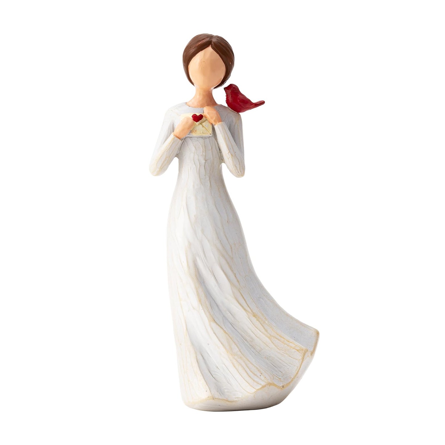 Hand-Painted Memorial Angel Figurine with Red Cardinal & Love Letter - 6.2 Inch Resin Statue for Sympathy, Bereavement, and Friendship - Thinking of You Home Decor Gift for Mom, Grandma, Women