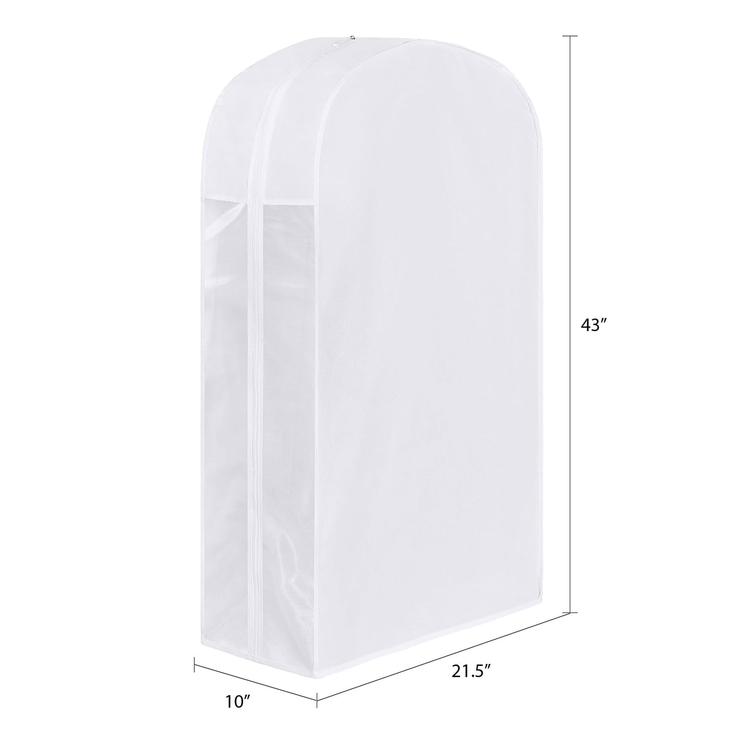 Kntiwiwo 43" Premium Cotton Garment Bag for Hanging Clothes, Breathable Suit Bags for Closet Storage with Extre Large 10" Gusseted & Clear Window, Dust Cover with Zipper for Suits, Jacket, 3 Pack