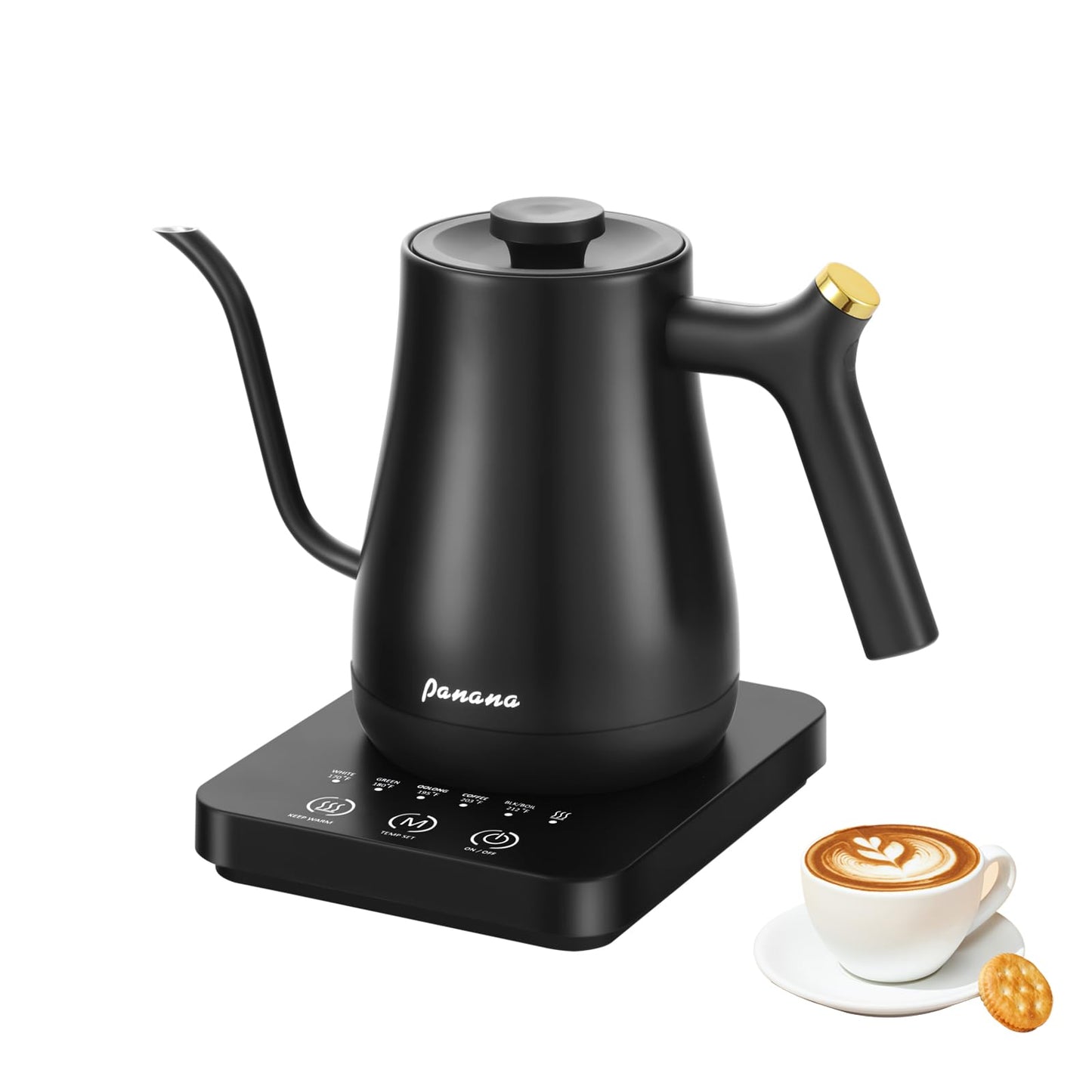 Panana Electrick Kettle, Gooseneck Electric Kettle Temperature Control with LCD Display, Pour Over Coffee Tea Kettle, Fast Heating, Overheat Protection, Memory Function,0.8L