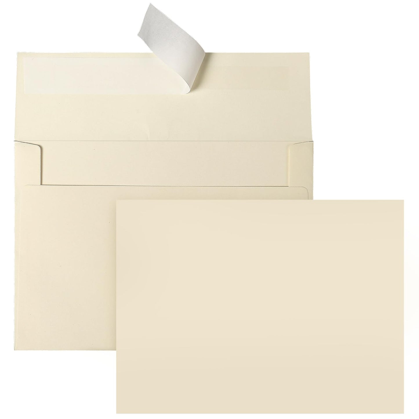 Goefun Cream Blank Flat Note Cards and Envelopes (NOT FOLDED), 5x7 Flat Cream Cardstock and A7 Envelopes Self Seal 100 Pack for Wedding, Invitations, DIY Postcards, Thank You Cards & All Occasion