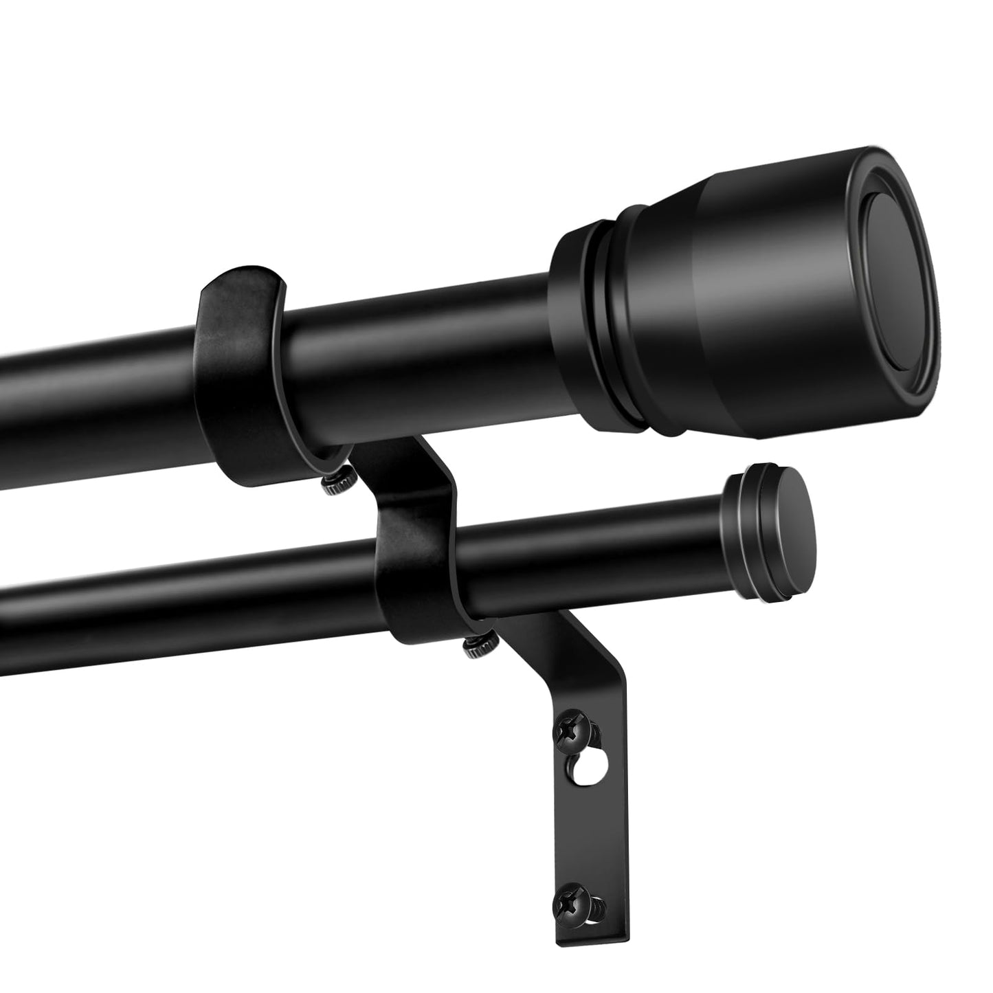 Heavy Duty Double Curtain Rod 84-120 Inch Length, 1 Inch Adjustable Matte Black Double Curtain Rod with Brackets, Long Double Curtain Rod for Windows Sliding Door (Black, 32-120", 1 PCS)